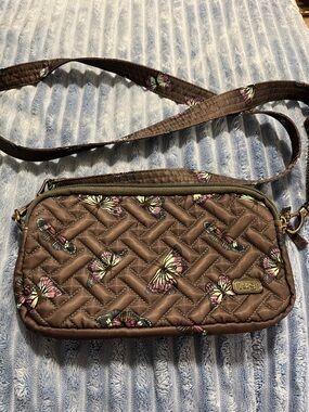 Gray Quilted Butterfly Crossbody Bag